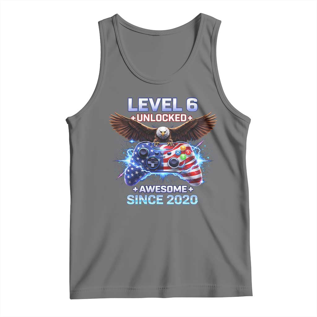 Funny 6th Birthday Tank Top Level 6 Unlocked Awesome Since 2020 USA Gamer
