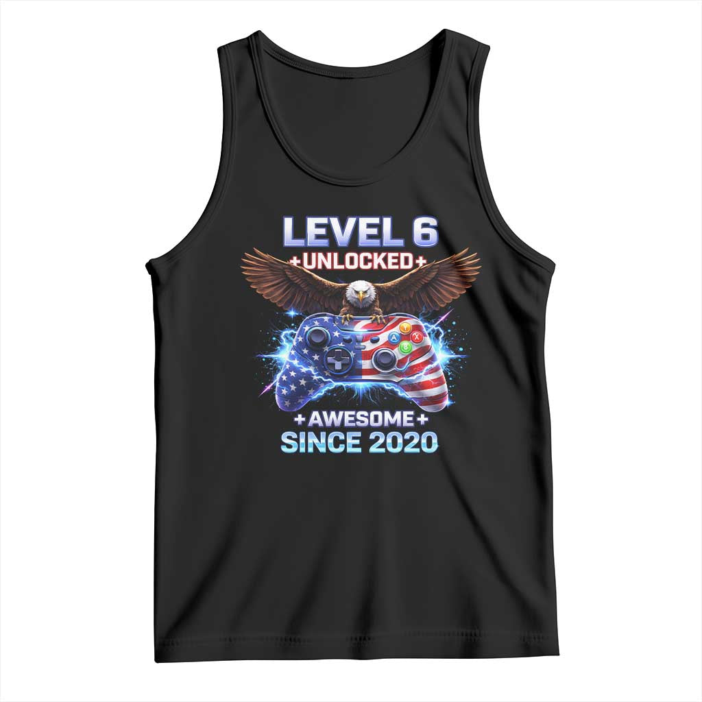 Funny 6th Birthday Tank Top Level 6 Unlocked Awesome Since 2020 USA Gamer