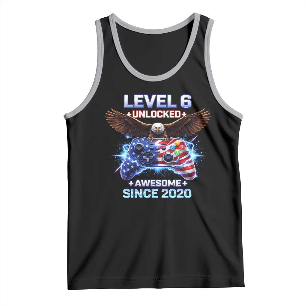 Funny 6th Birthday Tank Top Level 6 Unlocked Awesome Since 2020 USA Gamer
