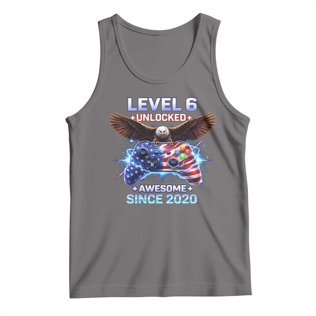Funny 6th Birthday Tank Top Level 6 Unlocked Awesome Since 2020 USA Gamer