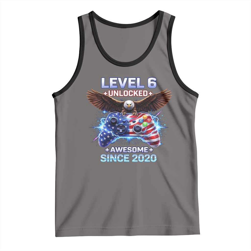 Funny 6th Birthday Tank Top Level 6 Unlocked Awesome Since 2020 USA Gamer