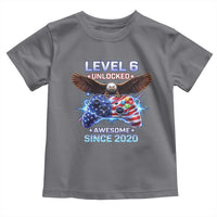 Funny 6th Birthday Toddler T Shirt Level 6 Unlocked Awesome Since 2020 USA Gamer