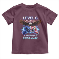 Funny 6th Birthday Toddler T Shirt Level 6 Unlocked Awesome Since 2020 USA Gamer