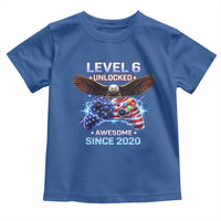 Funny 6th Birthday Toddler T Shirt Level 6 Unlocked Awesome Since 2020 USA Gamer
