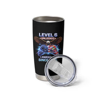 Funny 6th Birthday Tumbler Cup Level 6 Unlocked Awesome Since 2020 USA Gamer