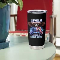 Funny 6th Birthday Tumbler Cup Level 6 Unlocked Awesome Since 2020 USA Gamer