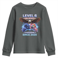 Funny 6th Birthday Youth Sweatshirt Level 6 Unlocked Awesome Since 2020 USA Gamer