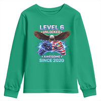 Funny 6th Birthday Youth Sweatshirt Level 6 Unlocked Awesome Since 2020 USA Gamer