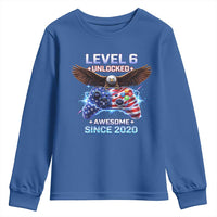 Funny 6th Birthday Youth Sweatshirt Level 6 Unlocked Awesome Since 2020 USA Gamer