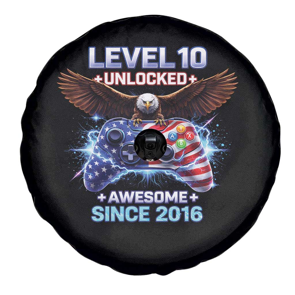 Funny 10th Birthday Spare Tire Cover Level 10 Unlocked Awesome Since 2016 USA Gamer