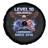 Funny 10th Birthday Spare Tire Cover Level 10 Unlocked Awesome Since 2016 USA Gamer