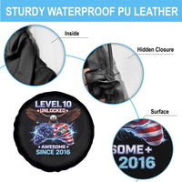 Funny 10th Birthday Spare Tire Cover Level 10 Unlocked Awesome Since 2016 USA Gamer