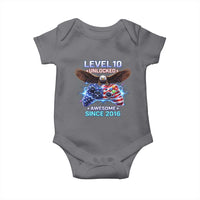 Funny 10th Birthday Baby Onesie Level 10 Unlocked Awesome Since 2016 USA Gamer
