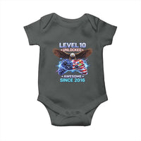 Funny 10th Birthday Baby Onesie Level 10 Unlocked Awesome Since 2016 USA Gamer