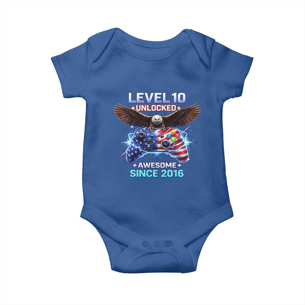 Funny 10th Birthday Baby Onesie Level 10 Unlocked Awesome Since 2016 USA Gamer