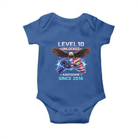 Funny 10th Birthday Baby Onesie Level 10 Unlocked Awesome Since 2016 USA Gamer