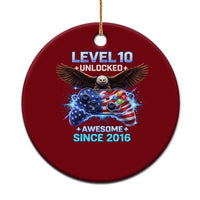 Funny 10th Birthday Ceramic Ornament Level 10 Unlocked Awesome Since 2016 USA Gamer