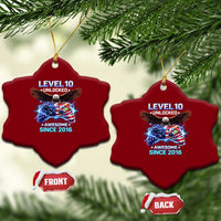 Funny 10th Birthday Ceramic Ornament Level 10 Unlocked Awesome Since 2016 USA Gamer