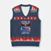 Funny 10th Birthday V-Neck Knit Sweater Vest Level 10 Unlocked Awesome Since 2016 USA Gamer