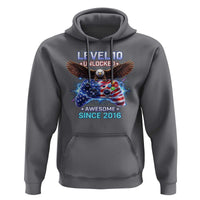 Funny 10th Birthday Hoodie Level 10 Unlocked Awesome Since 2016 USA Gamer