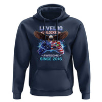 Funny 10th Birthday Hoodie Level 10 Unlocked Awesome Since 2016 USA Gamer