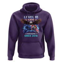 Funny 10th Birthday Hoodie Level 10 Unlocked Awesome Since 2016 USA Gamer