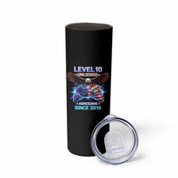 Funny 10th Birthday Skinny Tumbler Level 10 Unlocked Awesome Since 2016 USA Gamer
