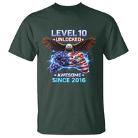 Funny 10th Birthday T Shirt Level 10 Unlocked Awesome Since 2016 USA Gamer