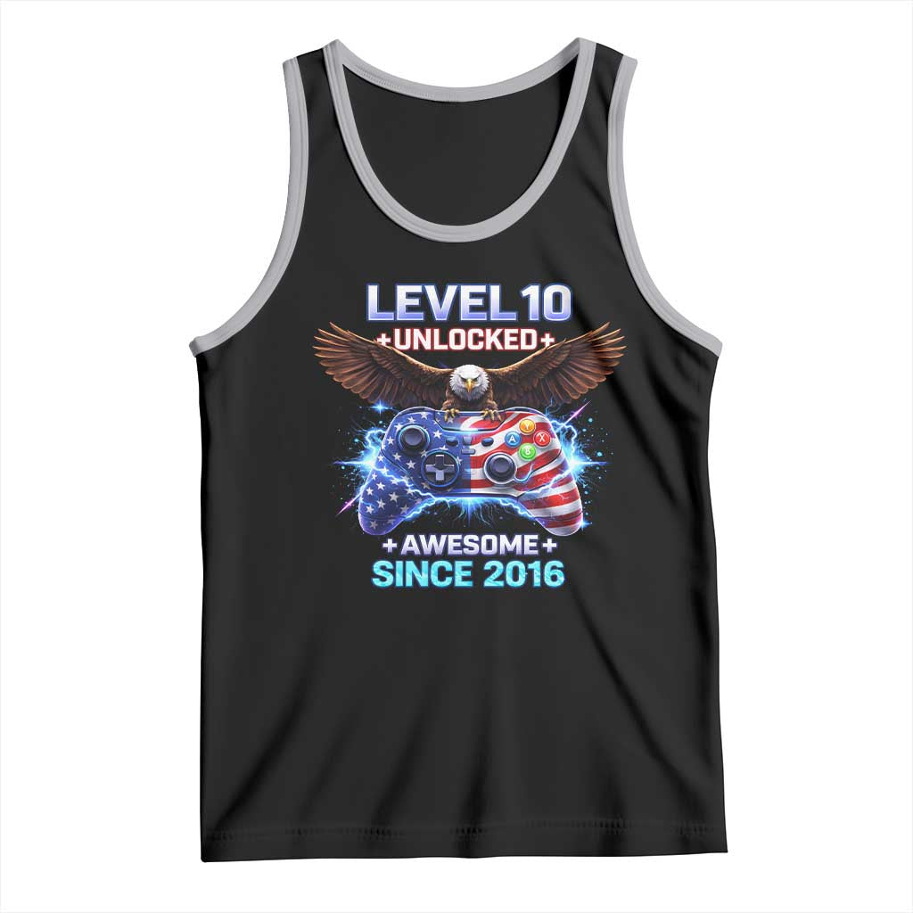Funny 10th Birthday Tank Top Level 10 Unlocked Awesome Since 2016 USA Gamer