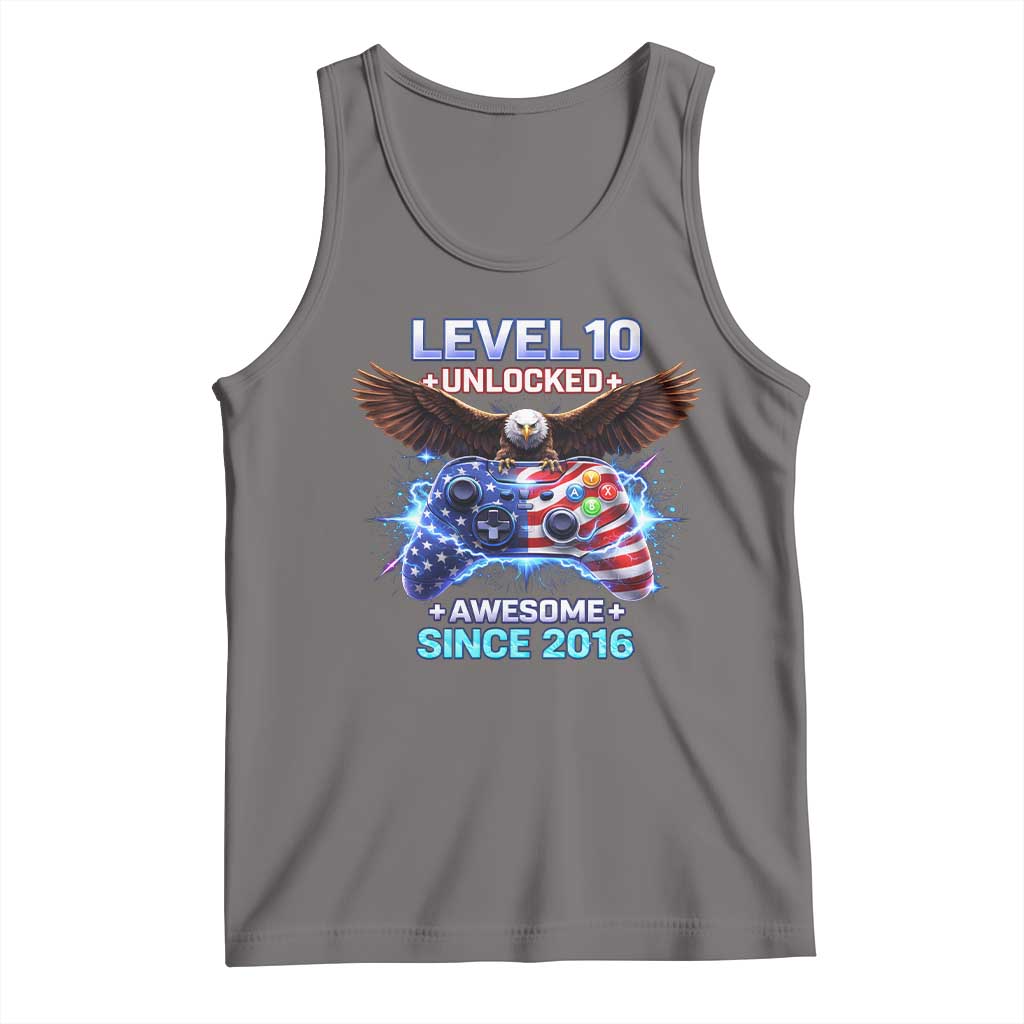 Funny 10th Birthday Tank Top Level 10 Unlocked Awesome Since 2016 USA Gamer