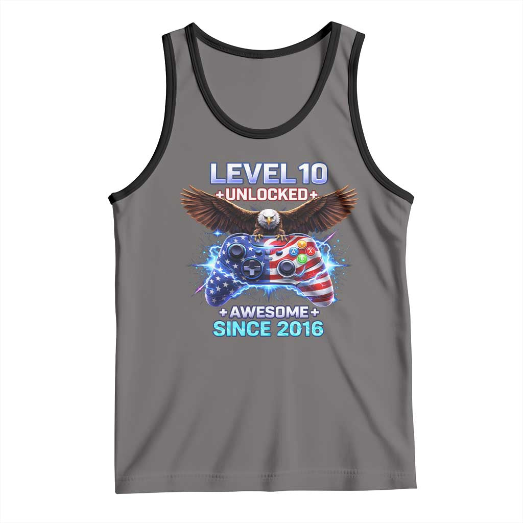 Funny 10th Birthday Tank Top Level 10 Unlocked Awesome Since 2016 USA Gamer