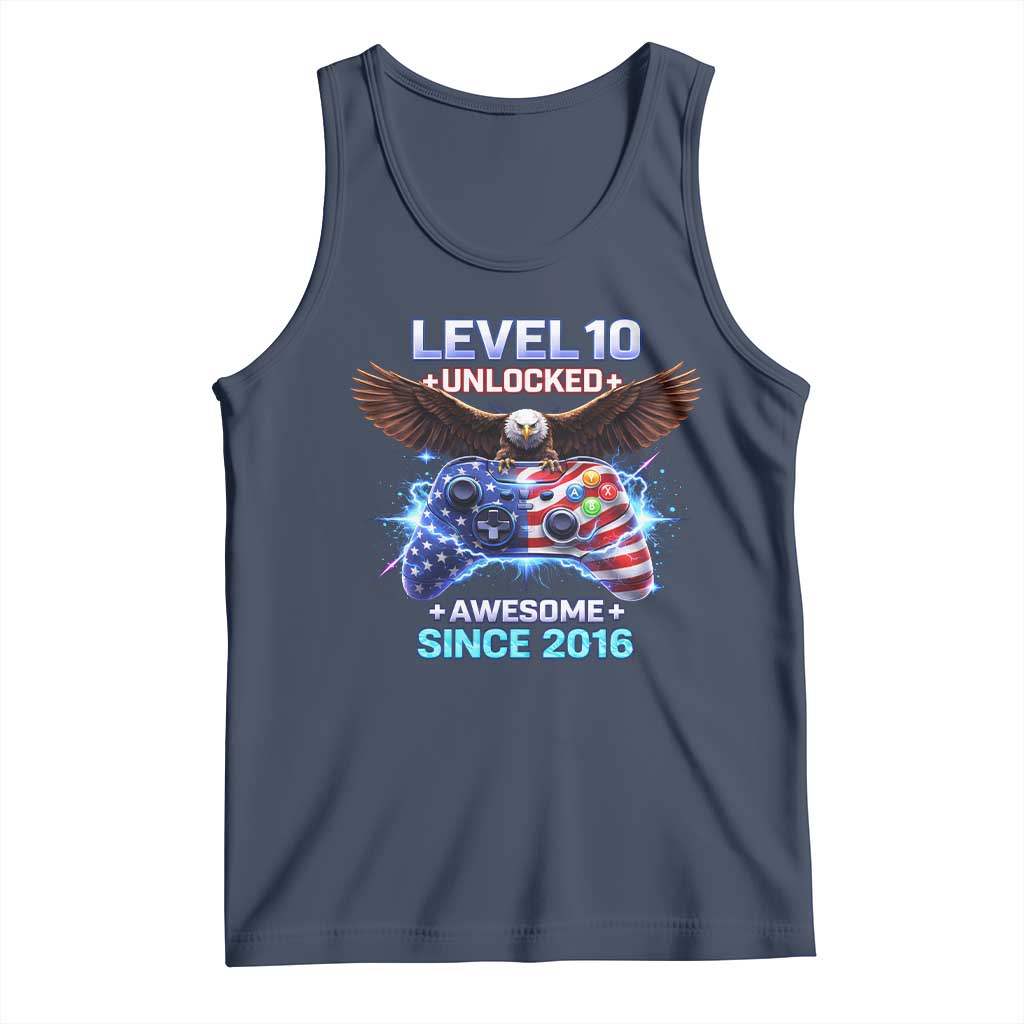 Funny 10th Birthday Tank Top Level 10 Unlocked Awesome Since 2016 USA Gamer