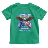 Funny 10th Birthday Toddler T Shirt Level 10 Unlocked Awesome Since 2016 USA Gamer