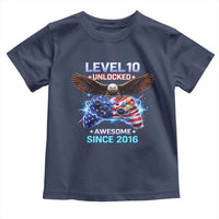 Funny 10th Birthday Toddler T Shirt Level 10 Unlocked Awesome Since 2016 USA Gamer