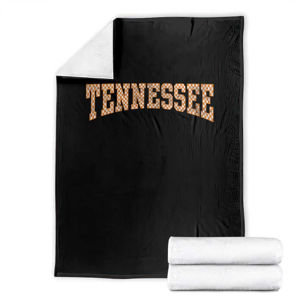 Tennessee Fan Throw Blanket Orange Retro Checkered Varsity TN State