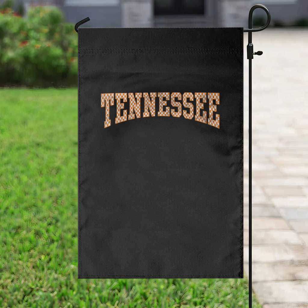 Tennessee Fan Garden Flag Orange Retro Checkered Varsity TN State