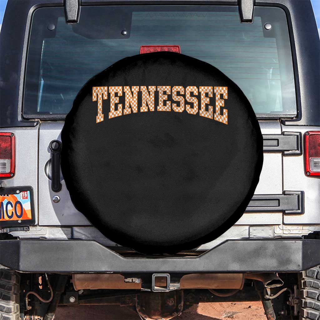 Tennessee Fan Spare Tire Cover Orange Retro Checkered Varsity TN State