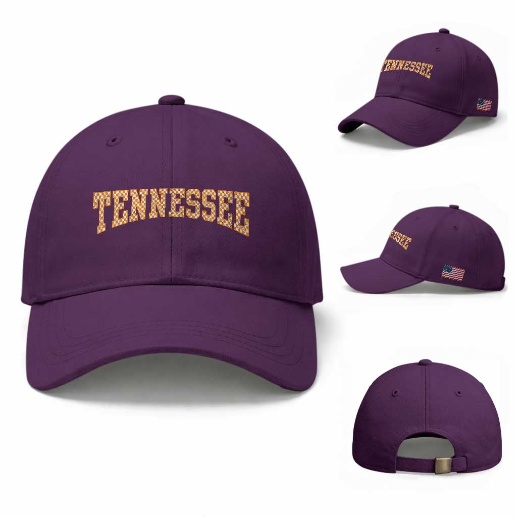 Tennessee Fan Baseball Cap Orange Retro Checkered Varsity TN State