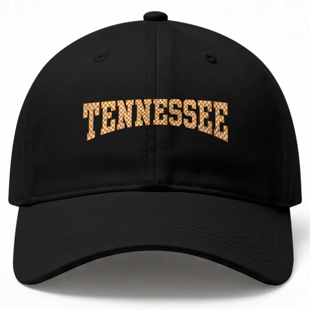 Tennessee Fan Baseball Cap Orange Retro Checkered Varsity TN State