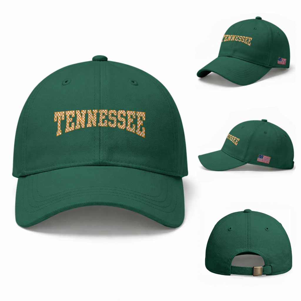 Tennessee Fan Baseball Cap Orange Retro Checkered Varsity TN State