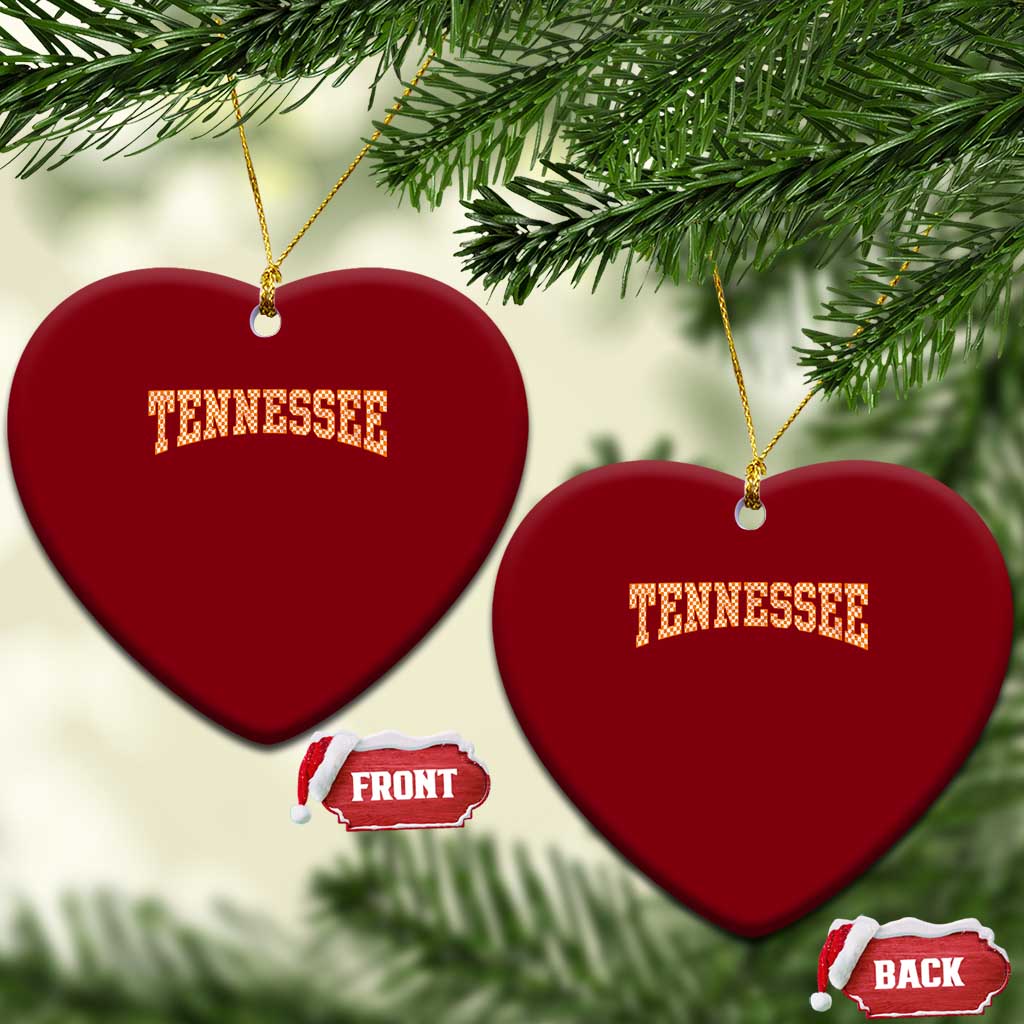 Tennessee Fan Ceramic Ornament Orange Retro Checkered Varsity TN State