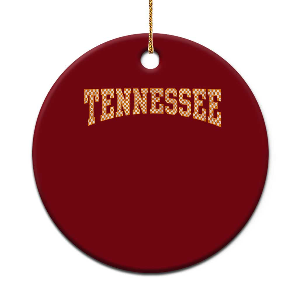 Tennessee Fan Ceramic Ornament Orange Retro Checkered Varsity TN State