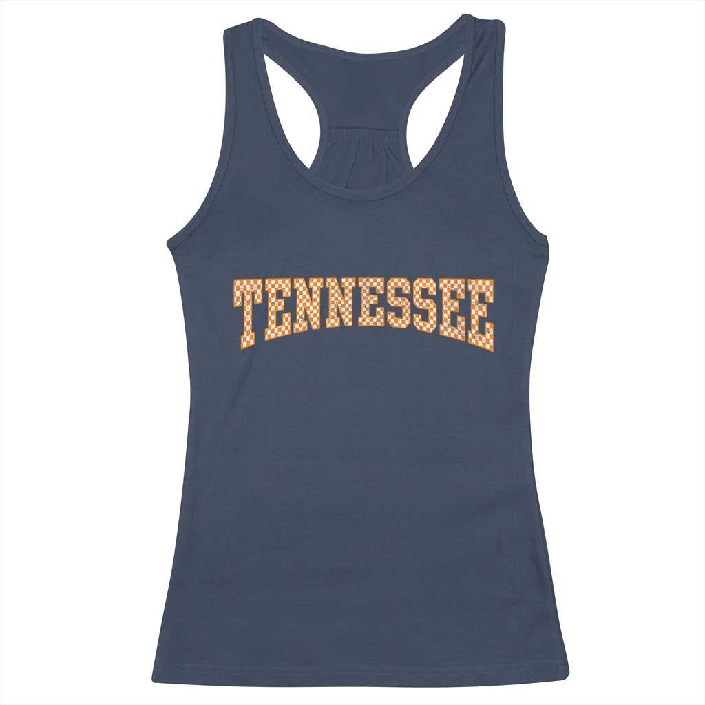 Tennessee Fan Racerback Tank Top Orange Retro Checkered Varsity TN State