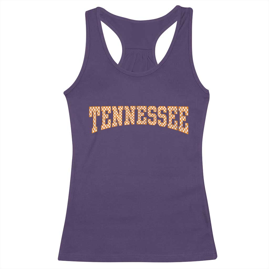 Tennessee Fan Racerback Tank Top Orange Retro Checkered Varsity TN State