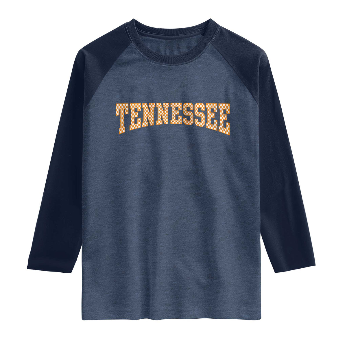 Tennessee Fan Raglan Shirt Orange Retro Checkered Varsity TN State