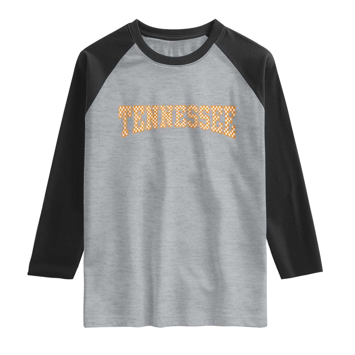Tennessee Fan Raglan Shirt Orange Retro Checkered Varsity TN State