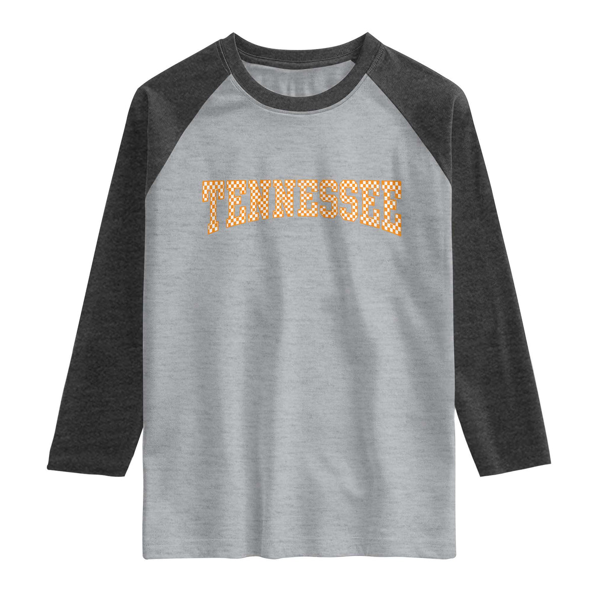 Tennessee Fan Raglan Shirt Orange Retro Checkered Varsity TN State