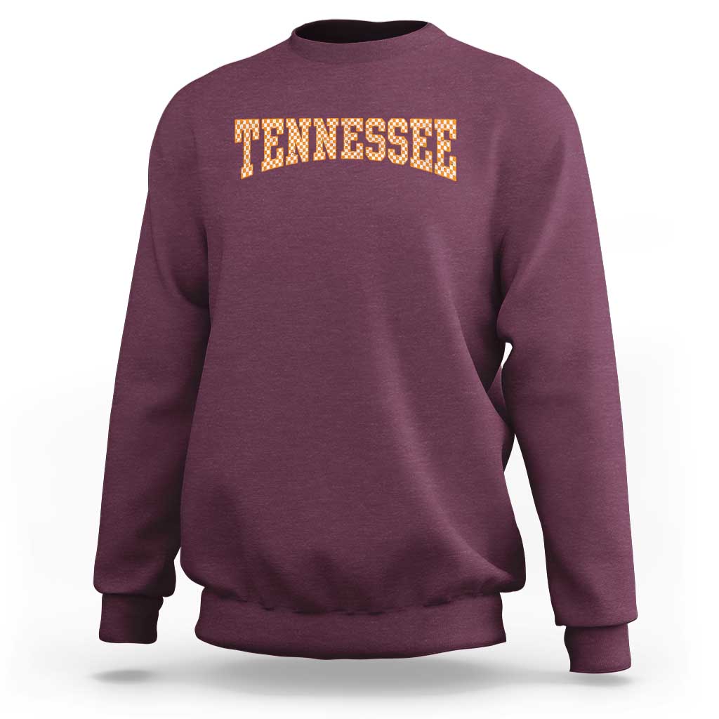 Tennessee Fan Sweatshirt Orange Retro Checkered Varsity TN State