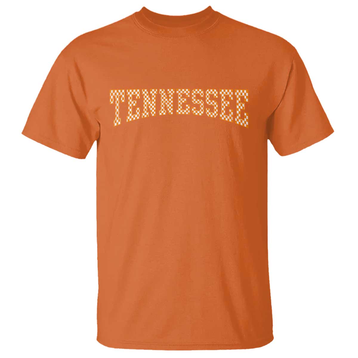 Tennessee Fan T Shirt Orange Retro Checkered Varsity TN State