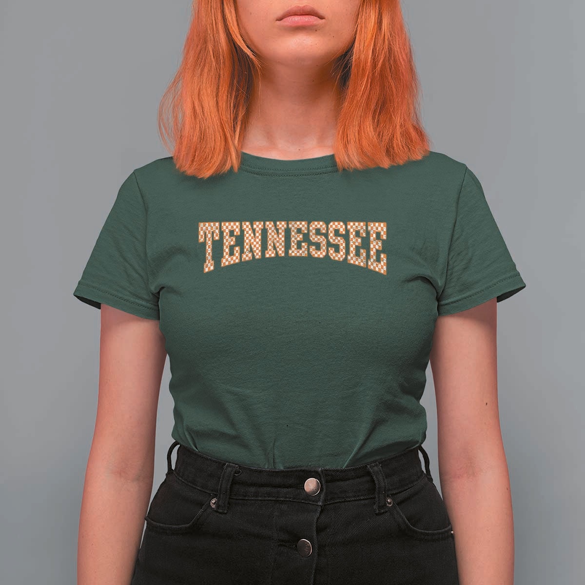 Tennessee Fan T Shirt For Women Orange Retro Checkered Varsity TN State